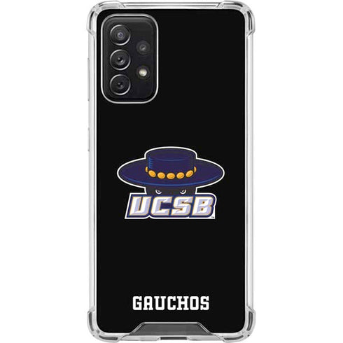 University of California-Santa Barbara UCSB Gauchos Black Galaxy A72 5G Clear Case